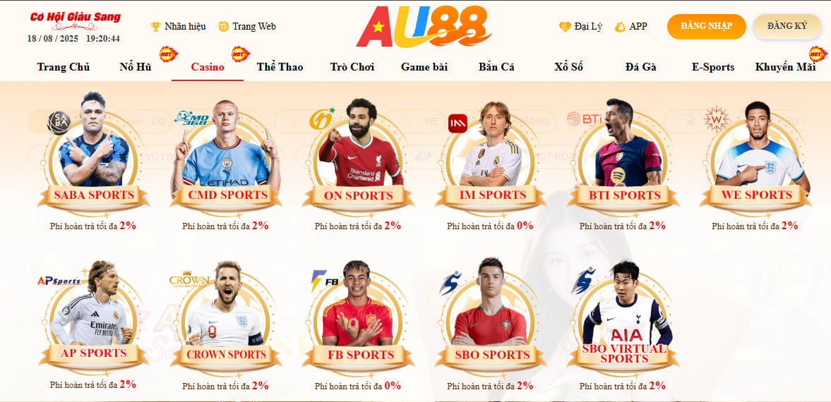 AU88 ✔️ Link Trang Chủ AU88.COM Đăng Ký - Đăng Nhập Top #1 Chính Thức 2026 22 Sảnh thể thao AU88 với đa dạng kèo cược hấp dẫn từ kèo góc, kèo thẻ phạt, kèo tỷ số, kèo châu Á, kèo châu Âu,...