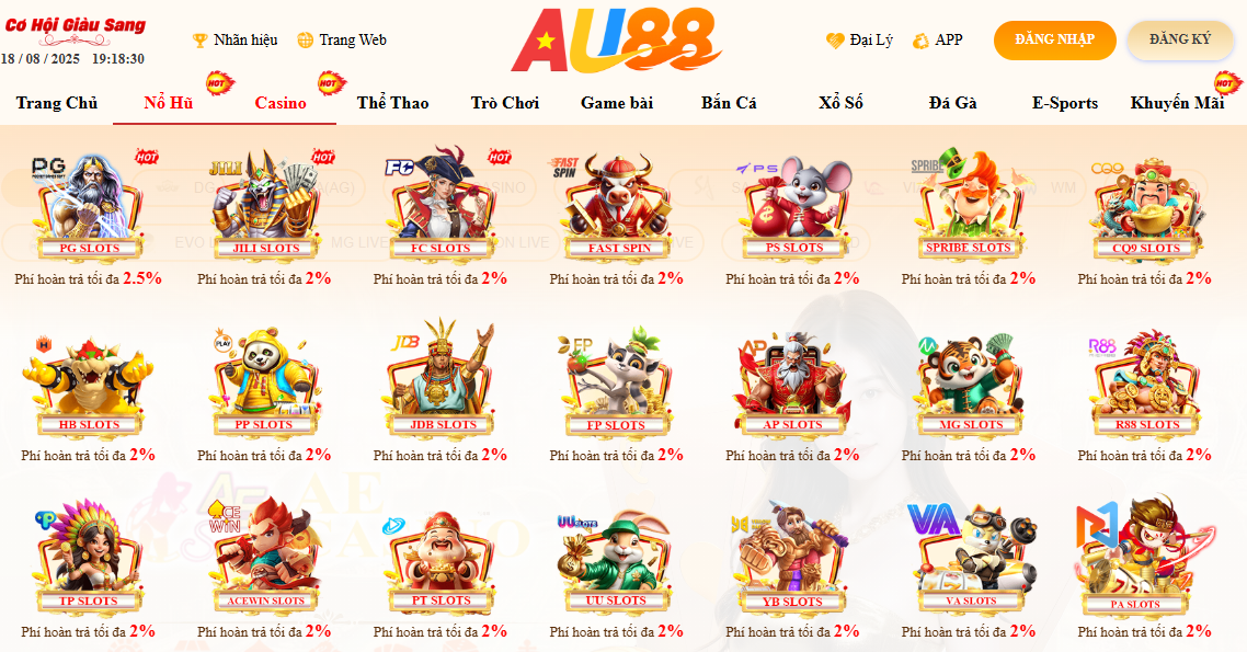 AU88 ✔️ Link Trang Chủ AU88.COM Đăng Ký - Đăng Nhập Top #1 Chính Thức 2026 23 Sảnh nổ hũ Au88 với phí hoàn trả cực cao và khả năng trúng Jackpot X100 tài khoản